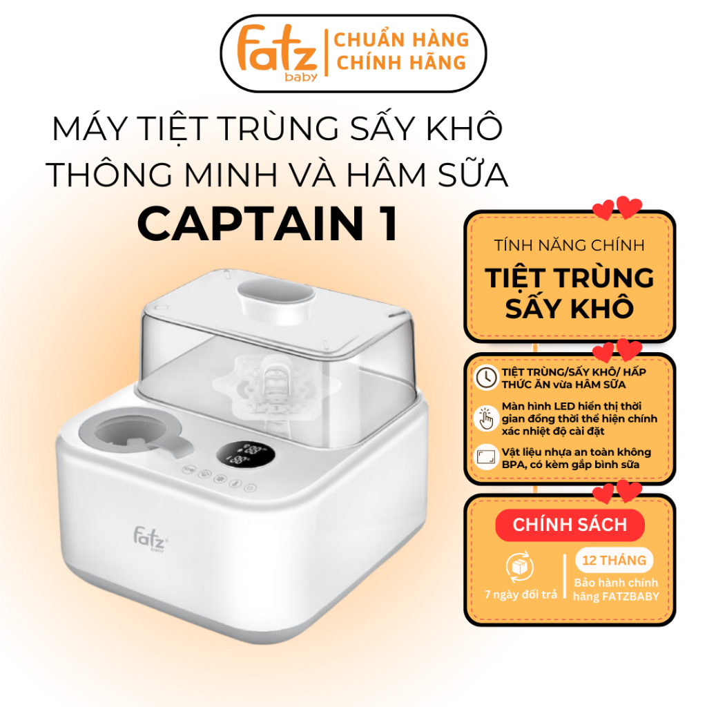 Máy tiệt trùng sấy khô thông minh tích hợp hâm sữa điện tử FATZ BABY Captain 1 FB4320SJ